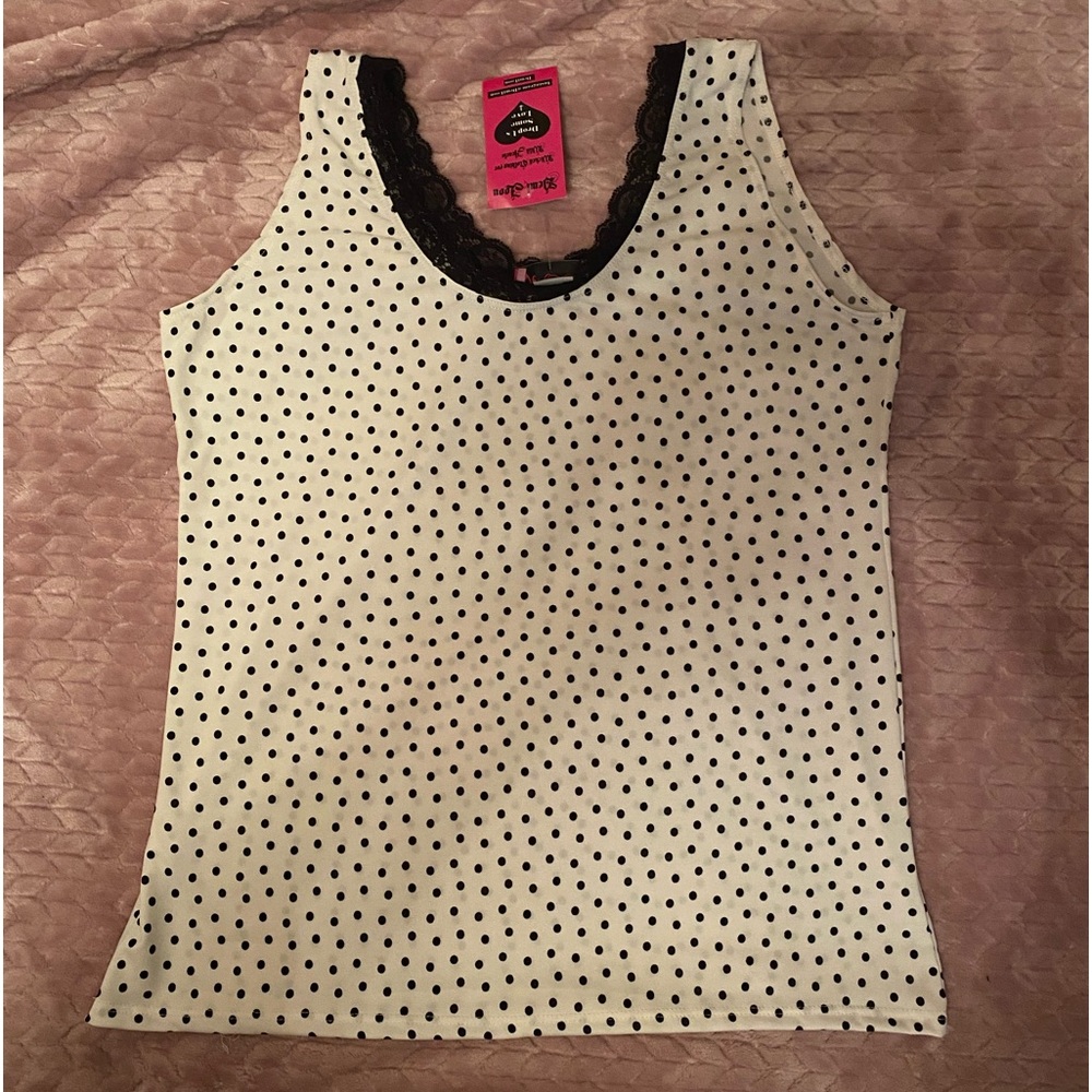 NWT white tank w/ black polka dots